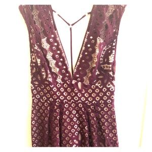 Free people lace mini dress. Plum. Size 4.